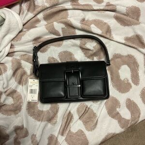 Michael Kors Black Leather Shoulder Bag with Buckle